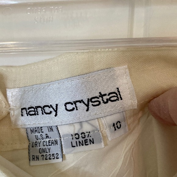 VTG‎ Nancy Crystal Cream Linen Embroidered Lace Trim Pleated Skirt Size 10 Fairy - Picture 8 of 13